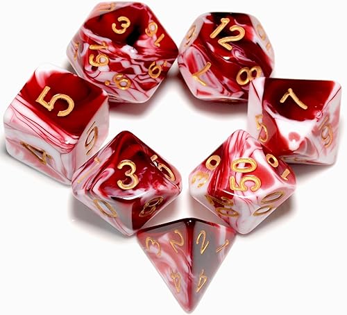 Juego de dados DND blancos de mezcla roja transparente para juego de mesa