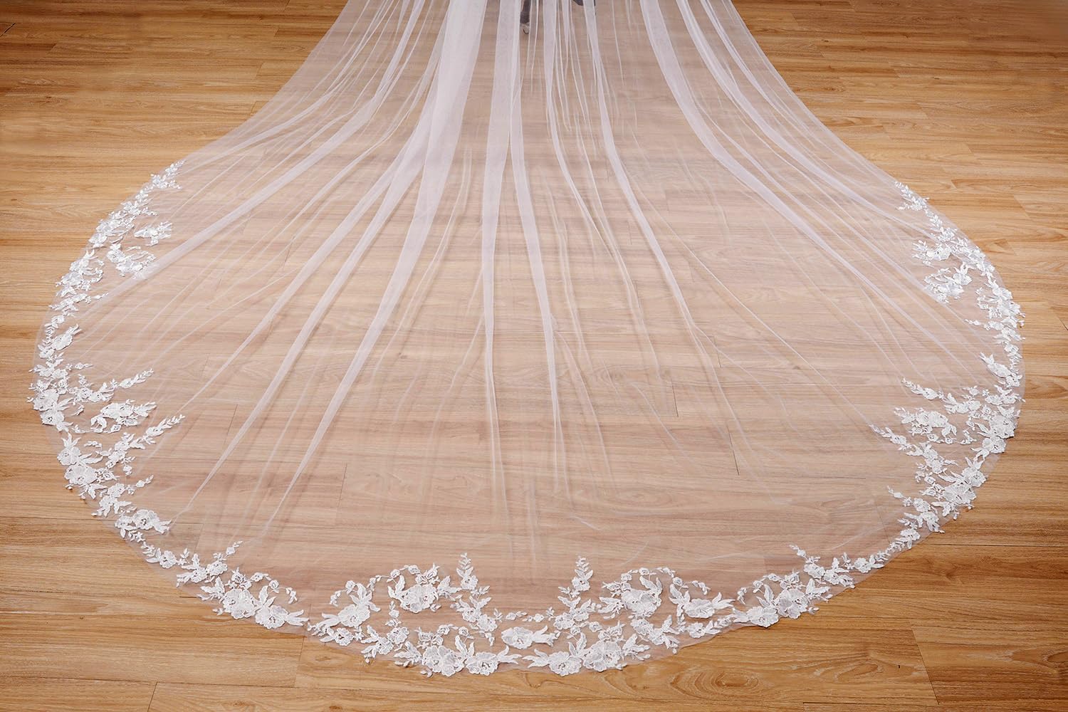 EllieWely Long 1 Tier Lace Wedding Bridal Veil With Metal Comb F10