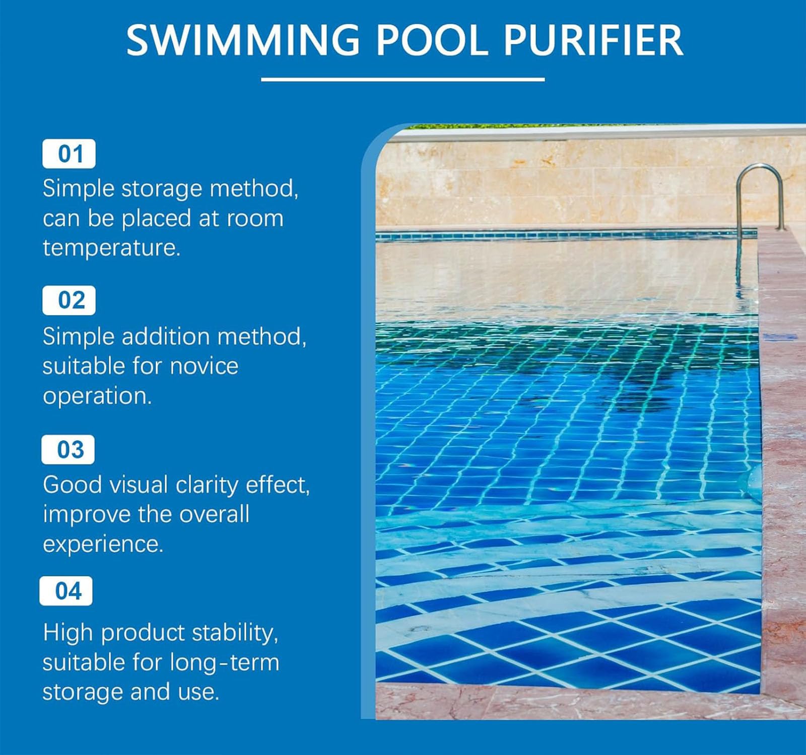 Liquide purifiant pour Piscine, Liquide purificateur d'eau de Piscine, clarificateur d'eau de Piscine, pour piscines creusées et piscines Hors Sol, Garde l'eau Claire comme du Cristal (3PC)
