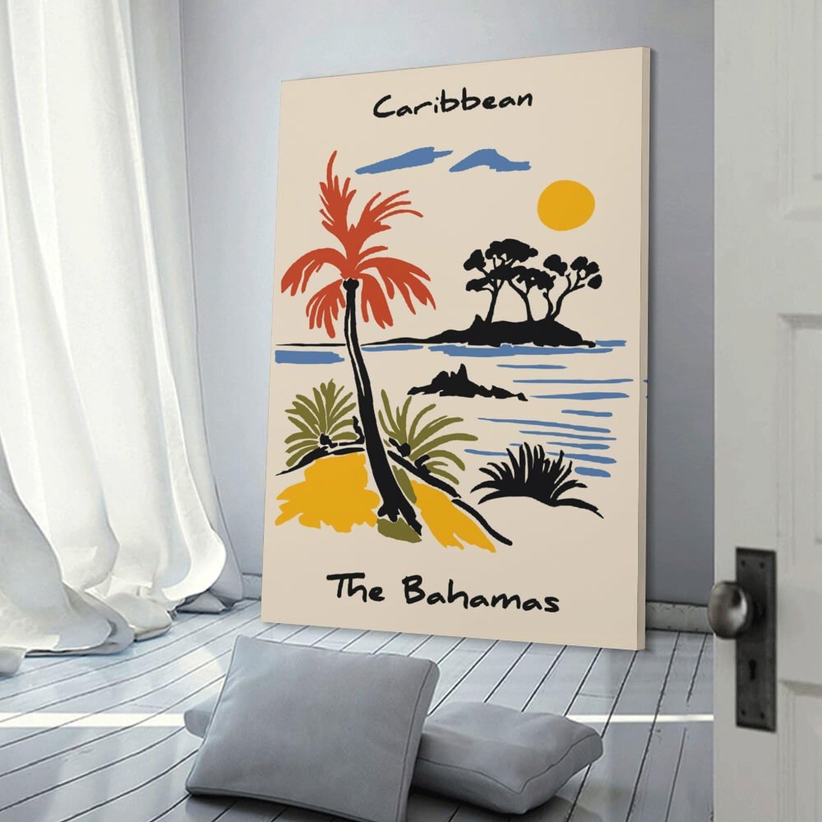 Junmoney Caribbean, The Bahamas Travel Canvas Art Print 24x36inch(60x90cm), for Feature Walls in Flats Or Modern Rooms, Ideal for Building A Coordinated Art Wall