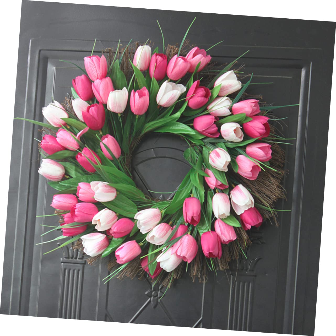 Guirnalda De Tulipanes Artificiales De Rattan Rosa Decoración para Bodas y Adornos para Puertas