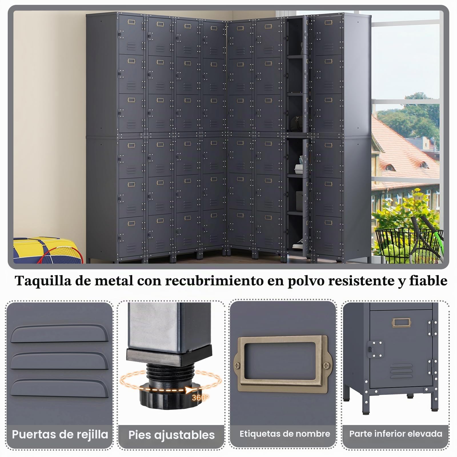 KOMFOTTEU Armario de Metal con 3 Puertas con Cerradura, 30 x 35 x 100 cm | Estantería Archivador con Dispositivo Antivuelco, Gabinete Vertical Industrial , Organizador para Oficina