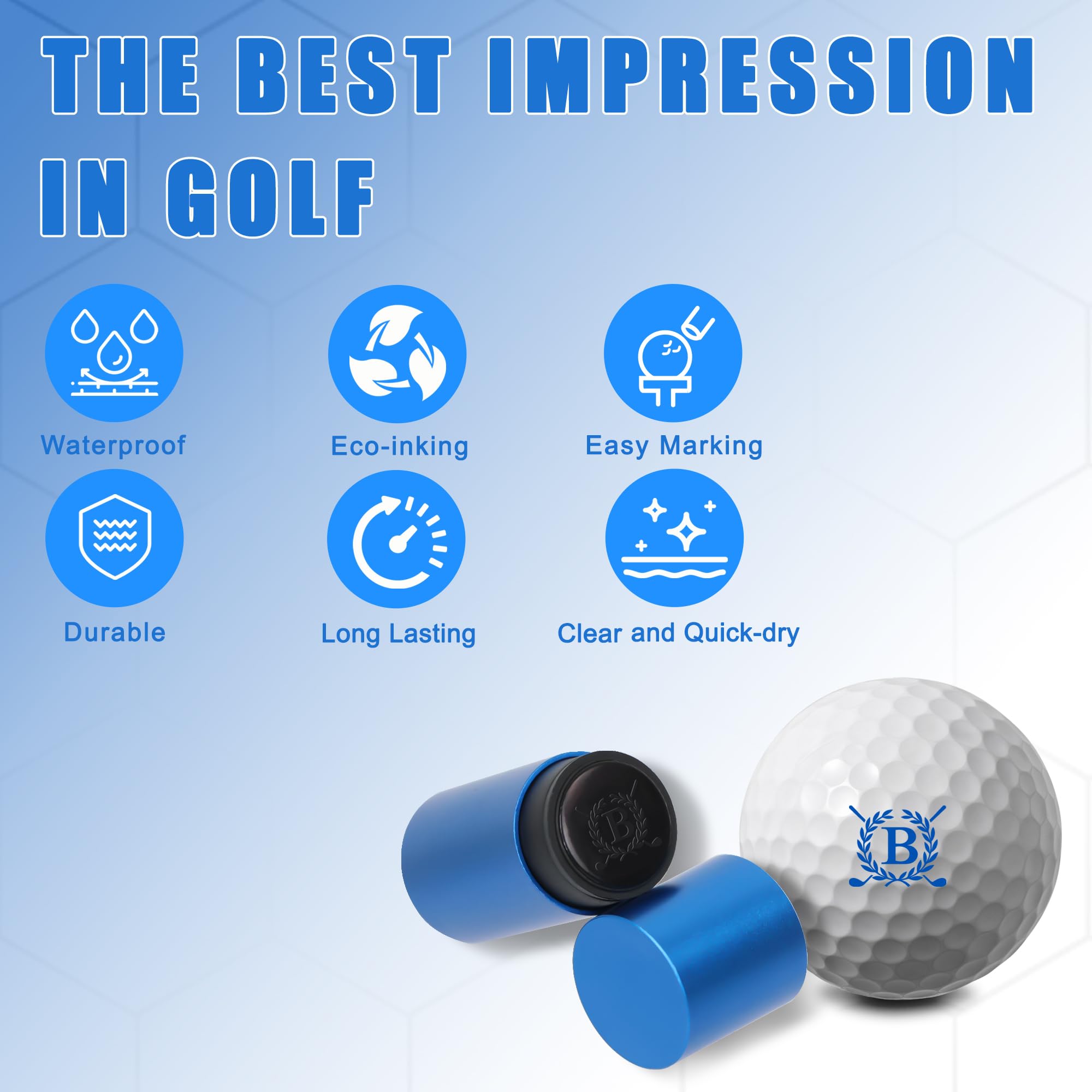 LACGO Tampon de balle de golf, tampon réutilisable auto-encreur pour identifier les balles de golf, cadeau de golf, accessoires de golf pour homme et femme - 4