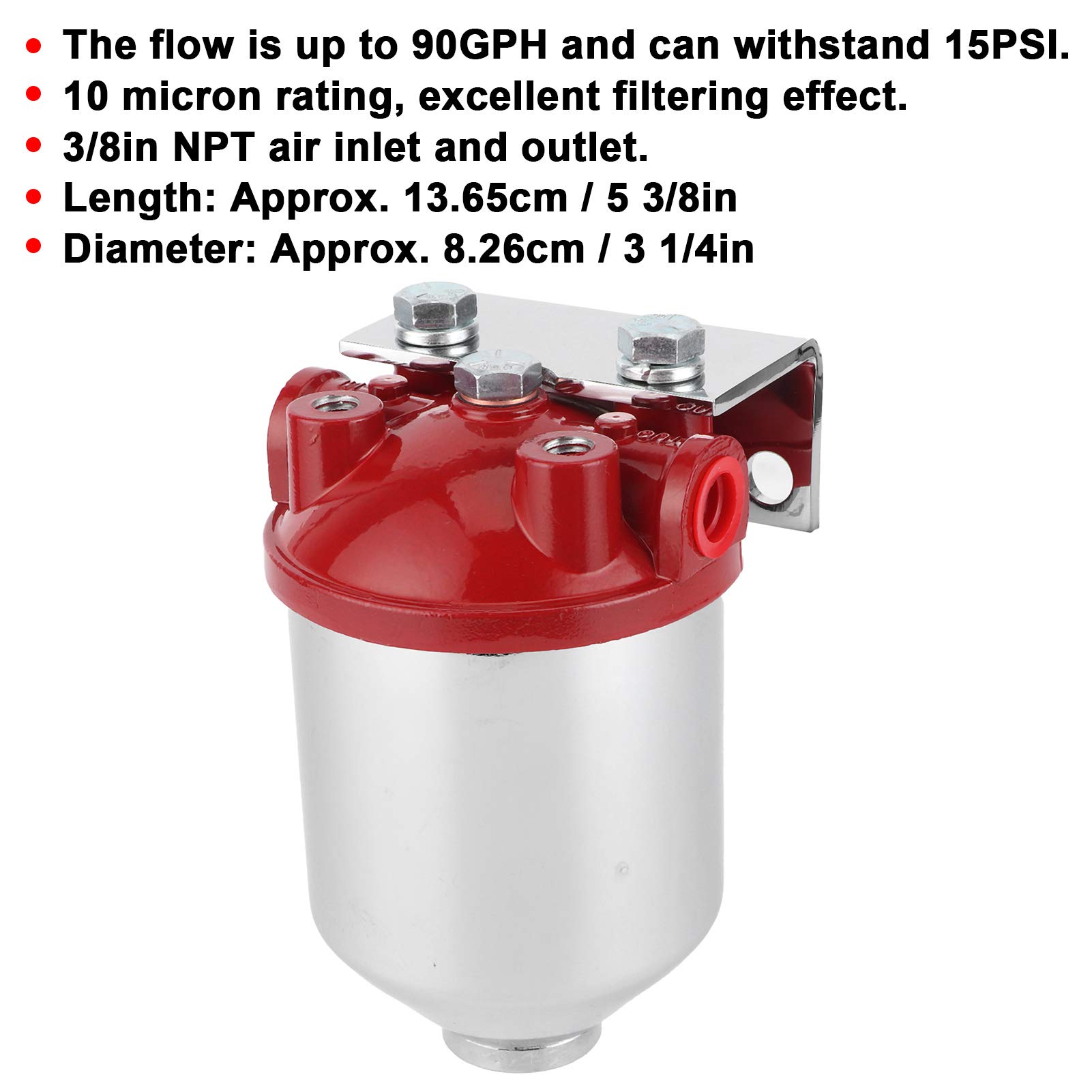 Filtro Carburante, Filtro Carburante a Contenitore Grande, Accessorio ad Alta efficienza di filtrazione, Ingresso/Uscita Npt da 3/8 Pollici, valutazione 10 Micron, Accessorio Universale