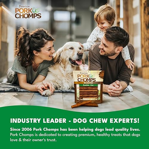 Miniatura 7 de Pork Chomps Masticables para perros con piel de cerdo tostada giros de 6 pulgadas 15 unidades