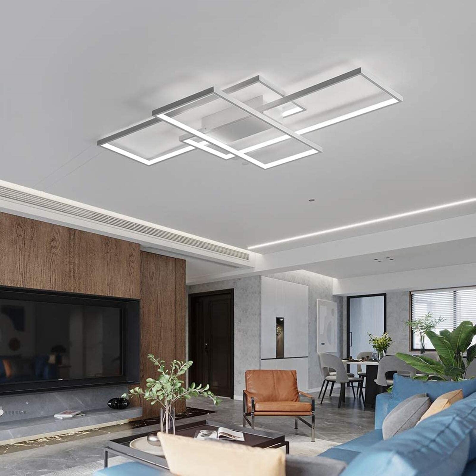 Diossad Lámpara De Techo Moderna Plafón LED Techo,Luz De Techo De Con Luz Nocturna Y Función De Memoria Para Dormitorio Salón Estudio Oficina Decorativo Lamparas De Arafia,Blanco,140x80x6.5cm