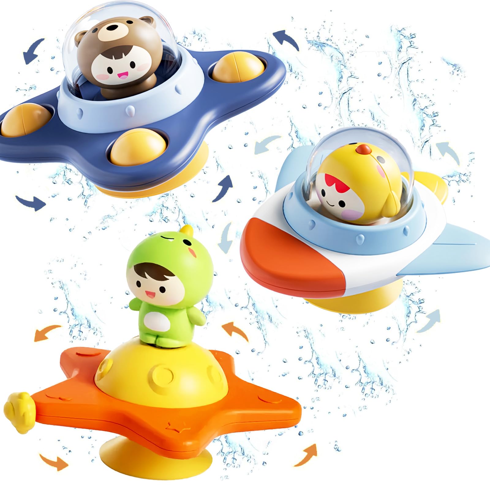 Gdbykds 3 PCS Spinner Bebe Juguetes Giratorios con Ventosa, Juguetes Bañera para Bebe, Giratorio de Ventana Juegos de baño / Juguetes de Viaje, cumpleaños de los niños