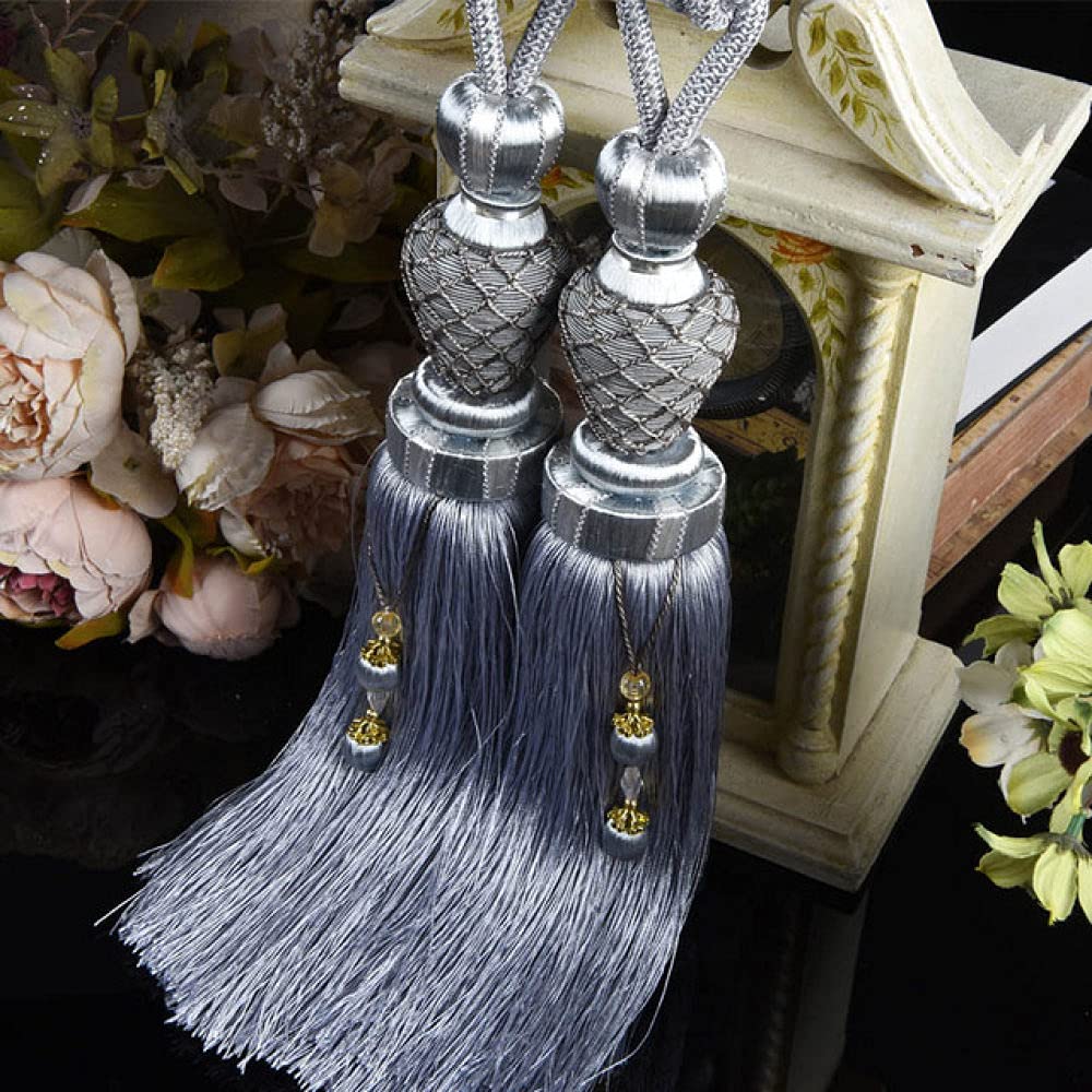 Borlas elegantes para cortina LIJUCAI de cuerda trenzada color gris claro