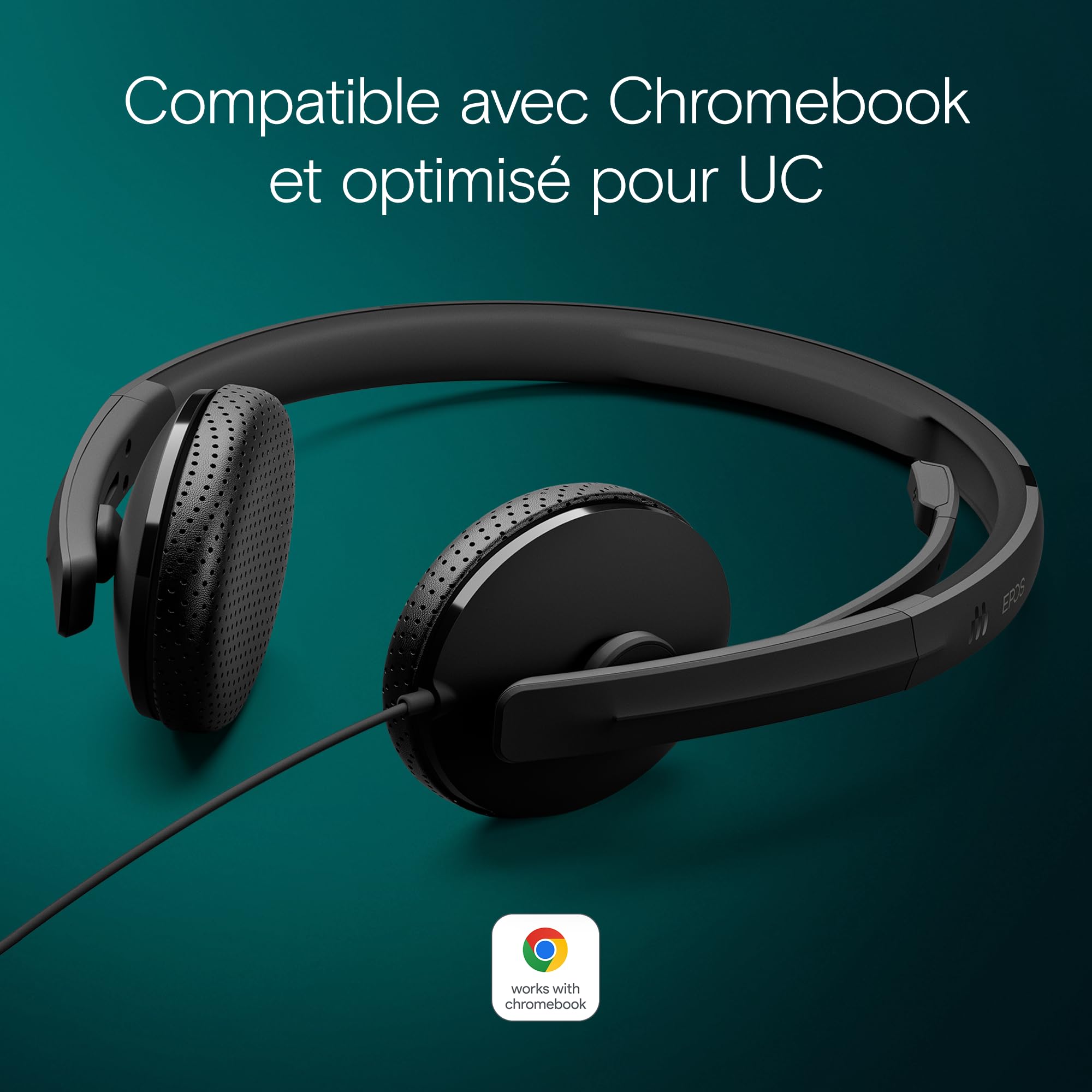 EPOS Casque Filaire C10 3,5 mm: Son Stéréo Supérieur, Design Élégant, Prêt-à-l'emploi, Micro Anti-Bruit, Compatible Chromebook