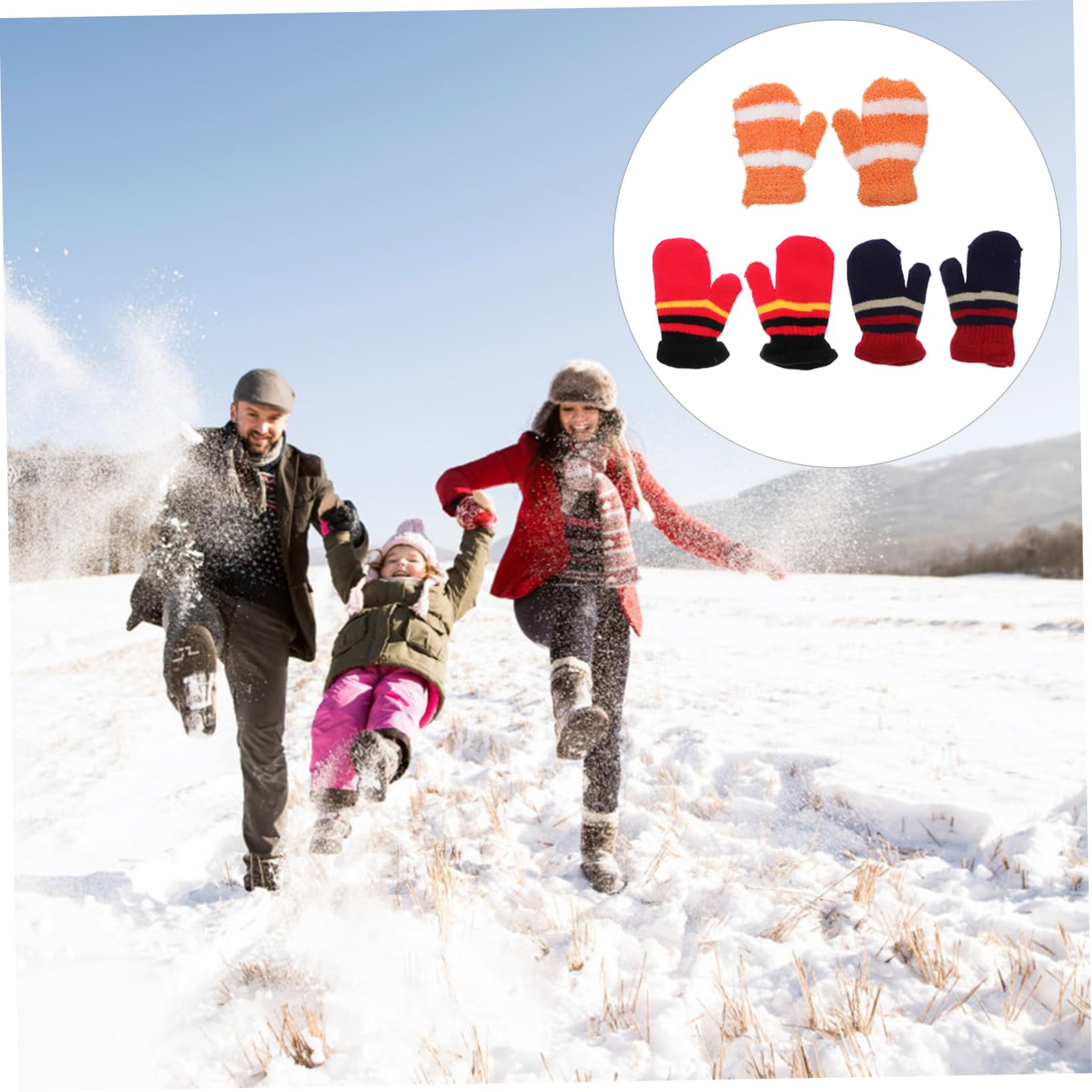 LIFKOME Thermal Gloves for Children 3 Sets Winter Warm Gloves Knitting 1-7 Years Old Thicken