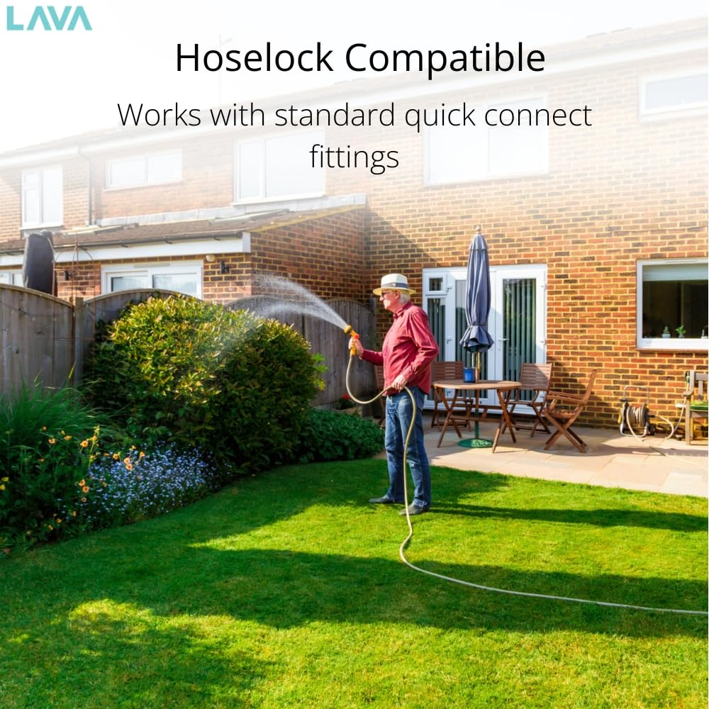 Kit de robinet de jardin 600 mm - LavaTap - Kit de robinet extérieur approuvé WRAS avec double clapet anti-retour, robinet auto-coupant, bride de 600 mm, connecteur flexible de 400 mm et ruban PTFE