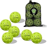 CYCLOTRON 6-Pack USAPA Approved Pickleball Balls - 40 Holes, Durable High-Bounce Indoor/Outdoor Pickle Balls with Mesh Bag for Tournament Play
