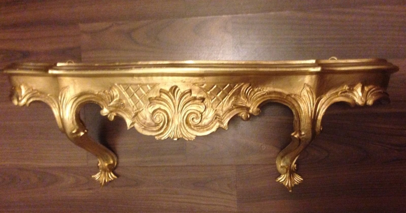 Artissimo Consolle Da Parete Barocco Oro E Nero – Mensola A Specchio 49x13x21 Cm, Made In Italy
