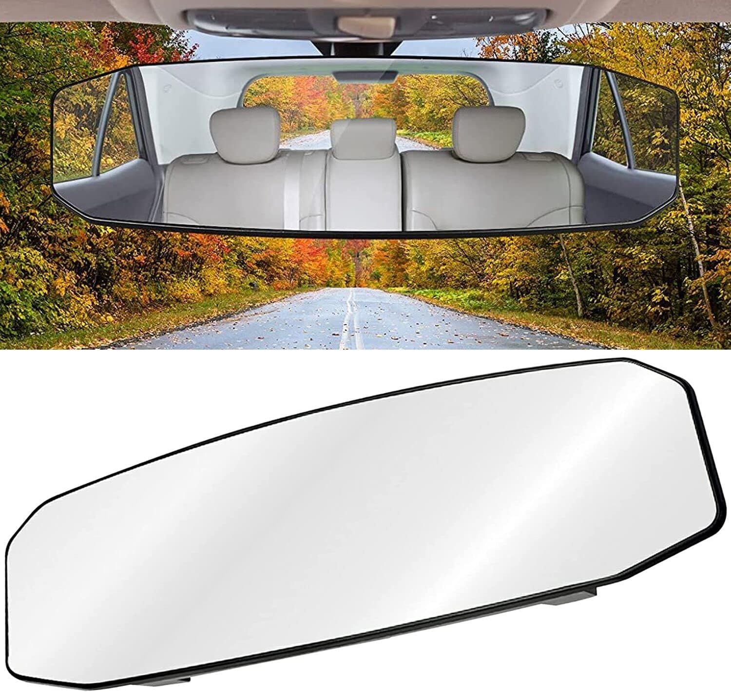 Wontolf Rear view Mirror Wide Angle Car Rearview Mirror Panoramic Interior Clip On Universal 12' Convex Curve Rear View Mirror No Blind Spot for Car SUV Truck 12'(300mm)