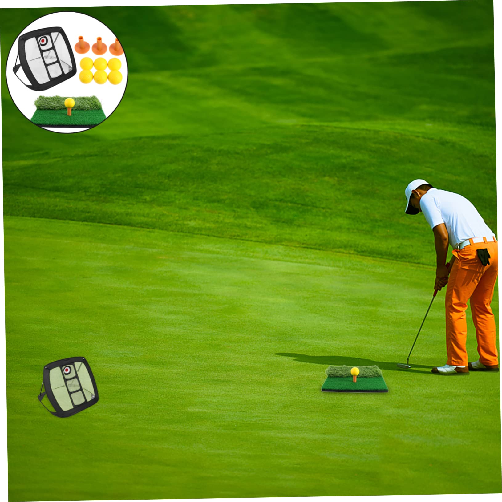 Balacoo Portable Practice Net Pad Set Nylon Indoor Golf Training Net for Cutting Skills Improvement