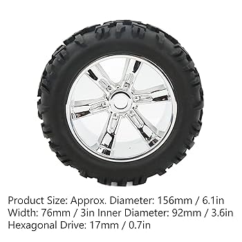 Amazon | 1/8 スケール RC カータイヤ、17mm 六角 RC ホイールと