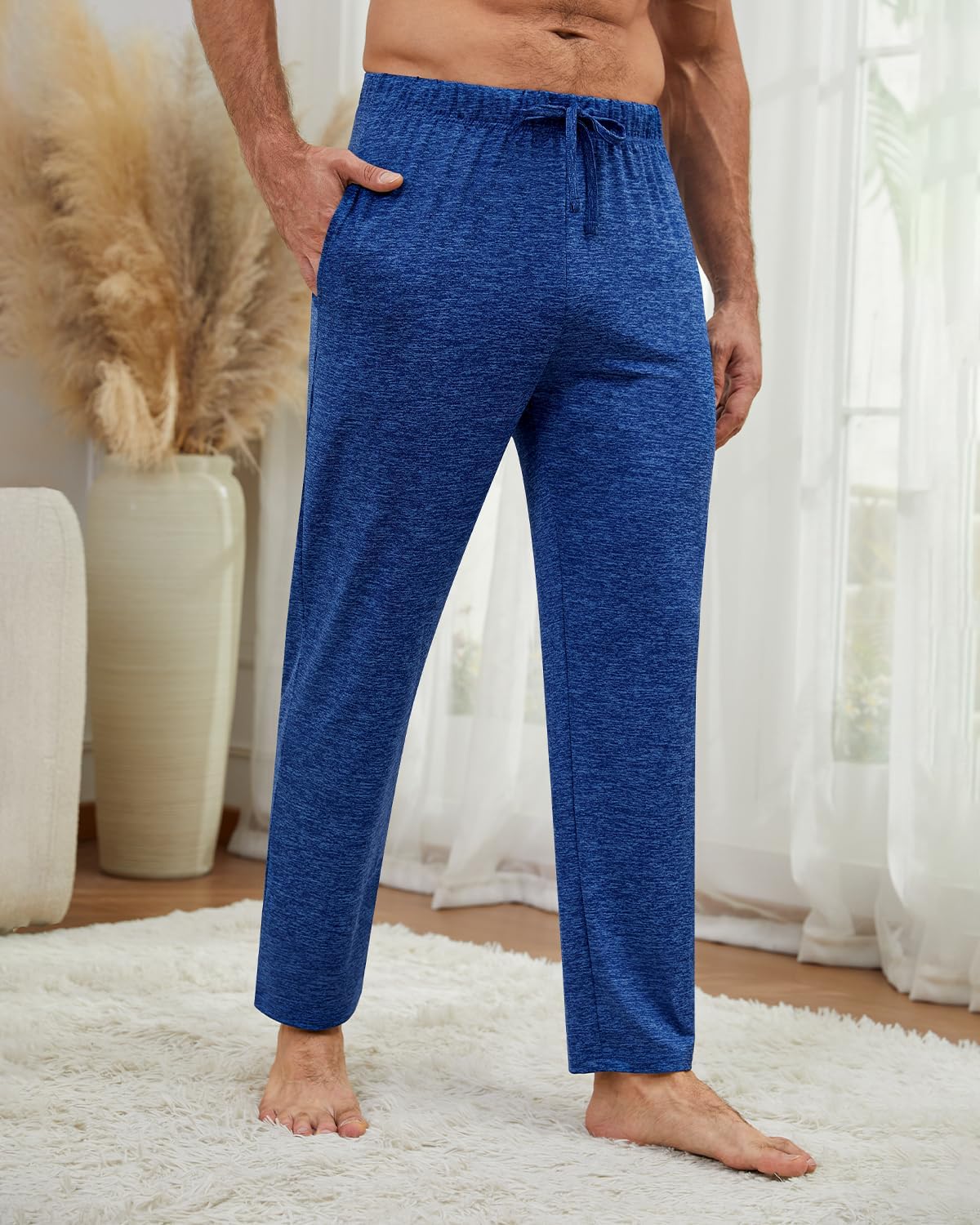 Femdouce 3 Pack Men's Pajama Pants with Pockets Soft Pajamas Bottoms for Men Drawstring Lounge Comfy Lightweight Pj Pants - Image 4