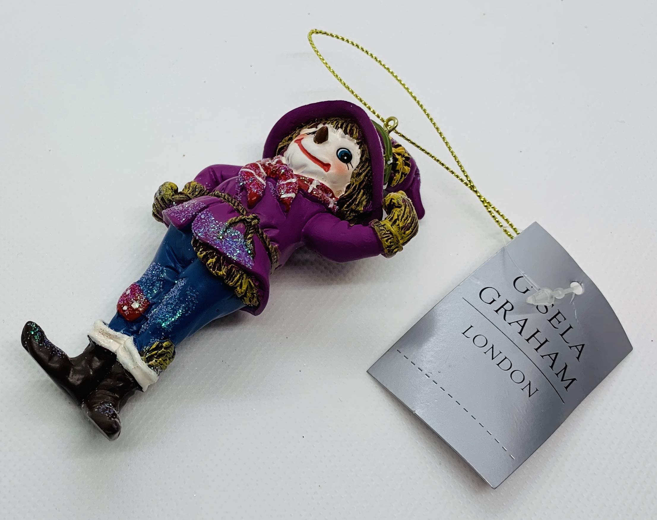 Gisela Graham Purple Resin Scarecrow Christmas Decoration
