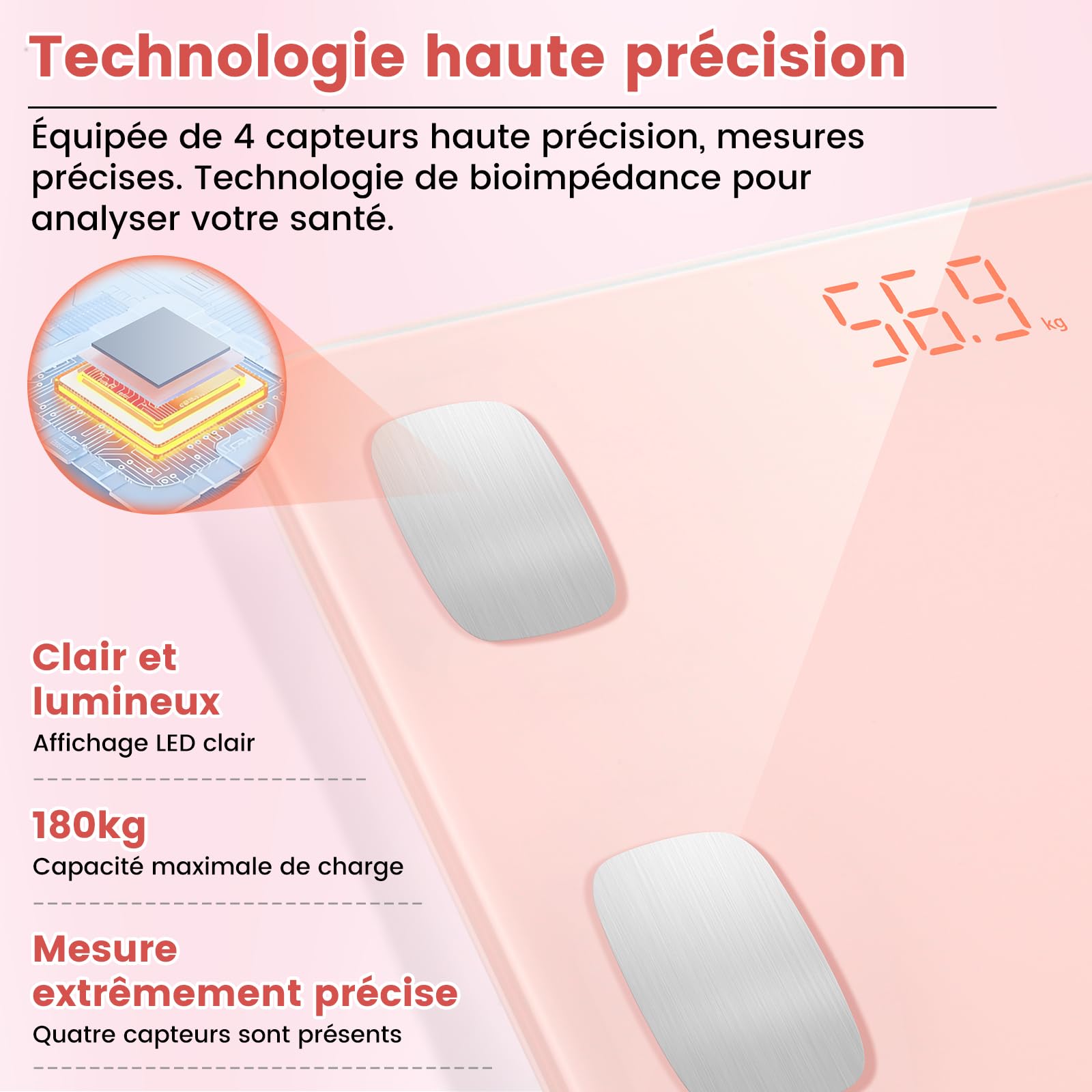 himaly Pèse Personne Impédancemètre, Balance Pèse Personne Connecté Bluetooth-compatible, Balance Salle de Bains Multi-Utilisateurs avec 14 Données Corporelles