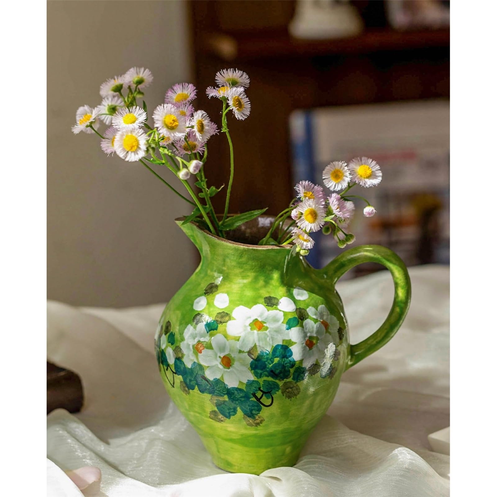 Vases à pichet en céramique Vase Fleurs Peint la Main Décoration d'intérieur(Petit)