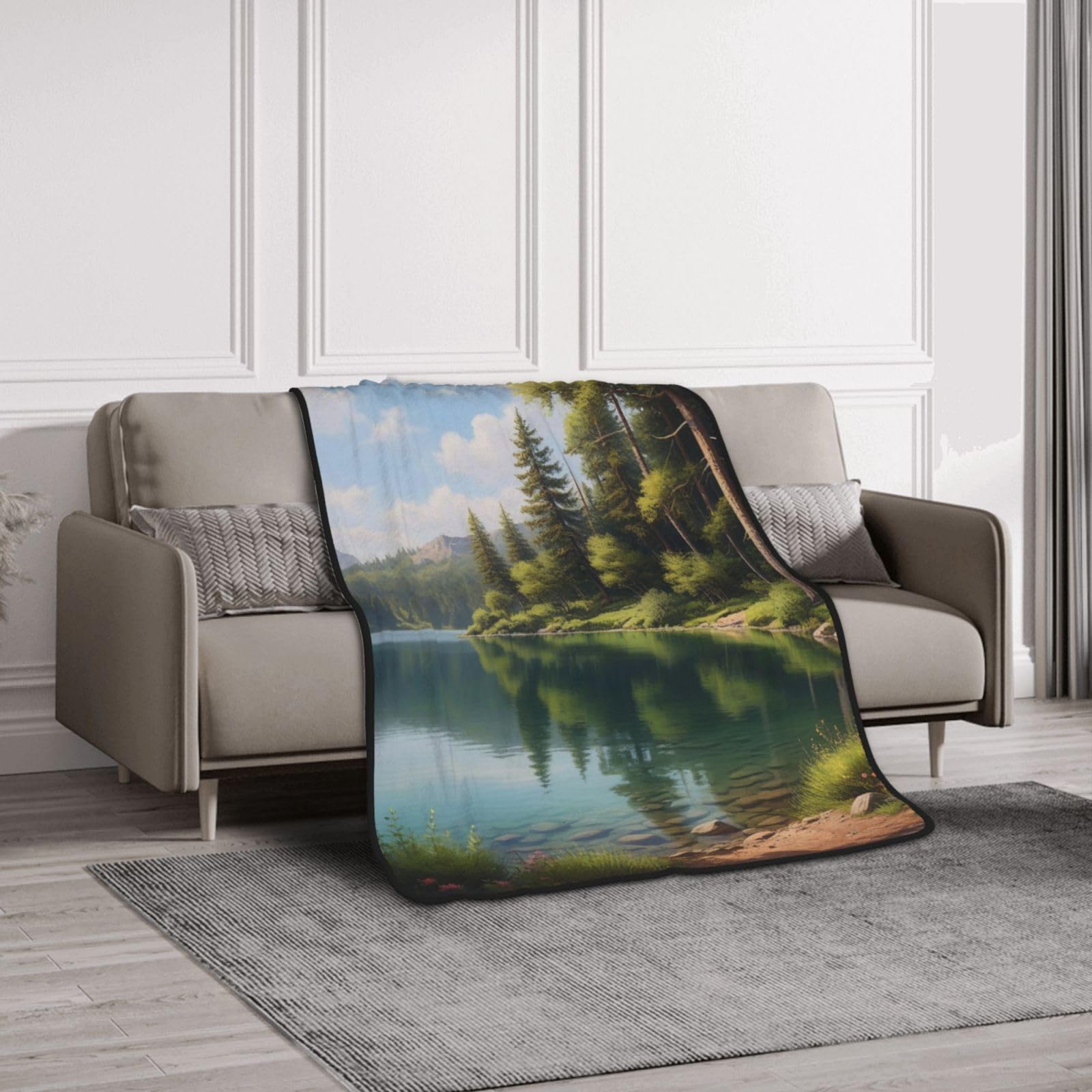 Peaceful Lake - Coperta in flanella a doppio strato, con stampa, 152,4 x 203,2 cm, personalizzata, coperte ponderate per adulti