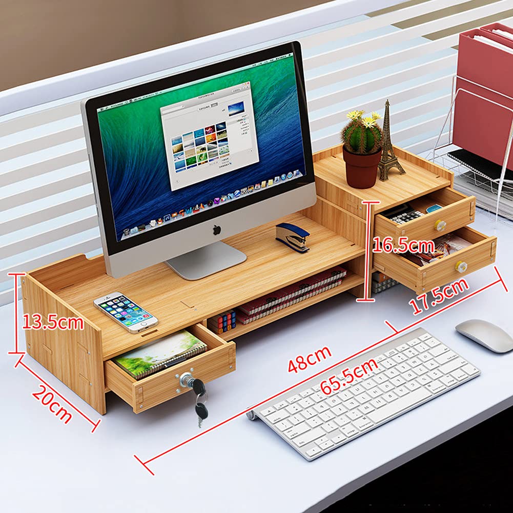 Monitorständer Mit Schublade – 2-stöckiger Metall-Organizer Für Schreibtisch, Schwarz