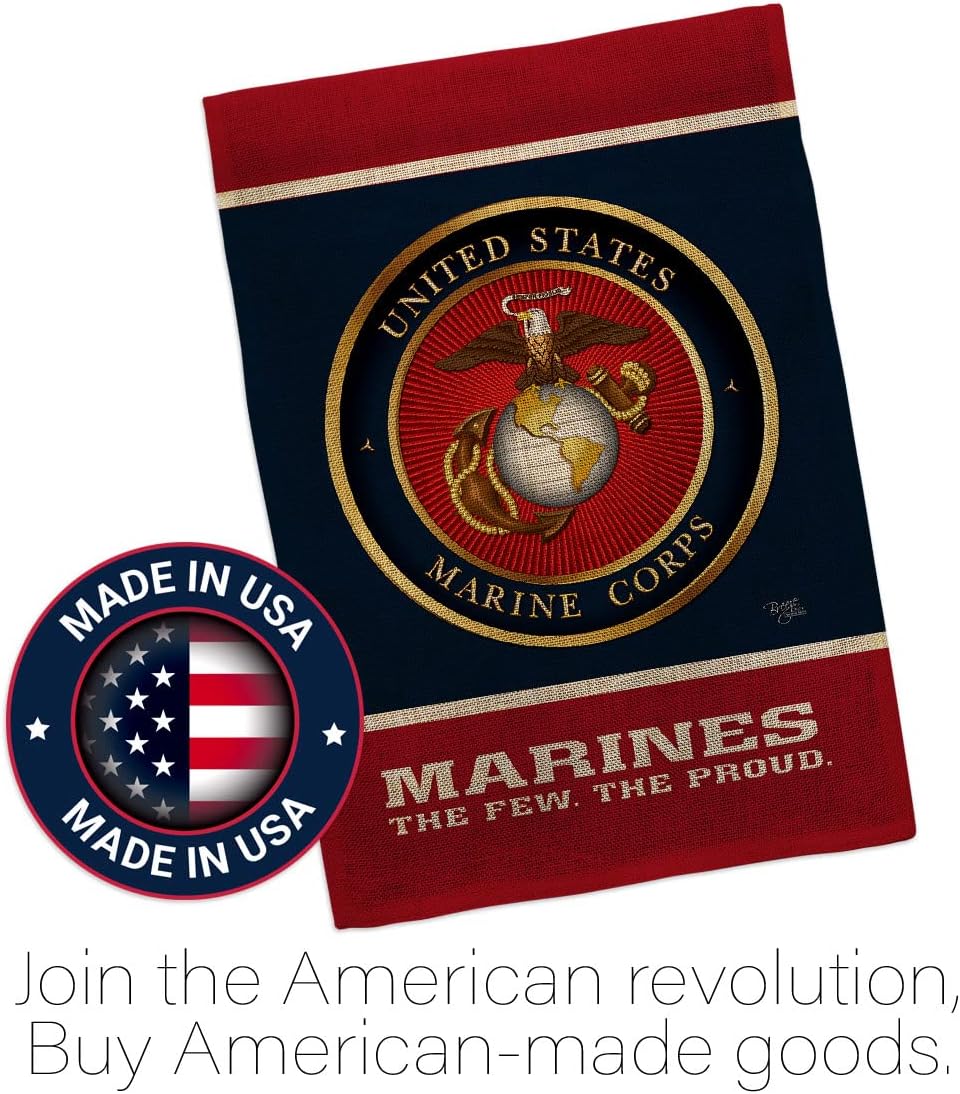 Proud Marine Corps Burlap Garden Flag - Armed Forces USMC Semper Fi United State American Military Veteran Retire Official - House Banner Small Yard Gift Double-Sided Made In USA 13 X 18.5