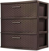 Vista 1 de Sterilite Torre de almacenamiento de tejido ancho de 3 cajones, cajones decorativos de plástico para organizar la ropa en el dormitorio, armario