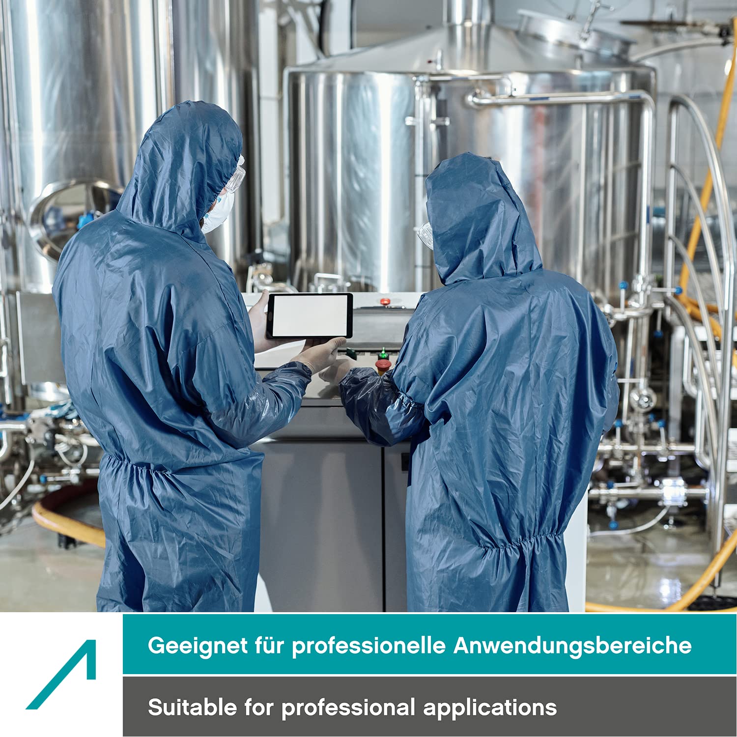 ACE CoverX Arbeits-Overall mit Kapuze - Einweg-Schutzanzug für die Arbeit - gegen Chemikalien & Partikel