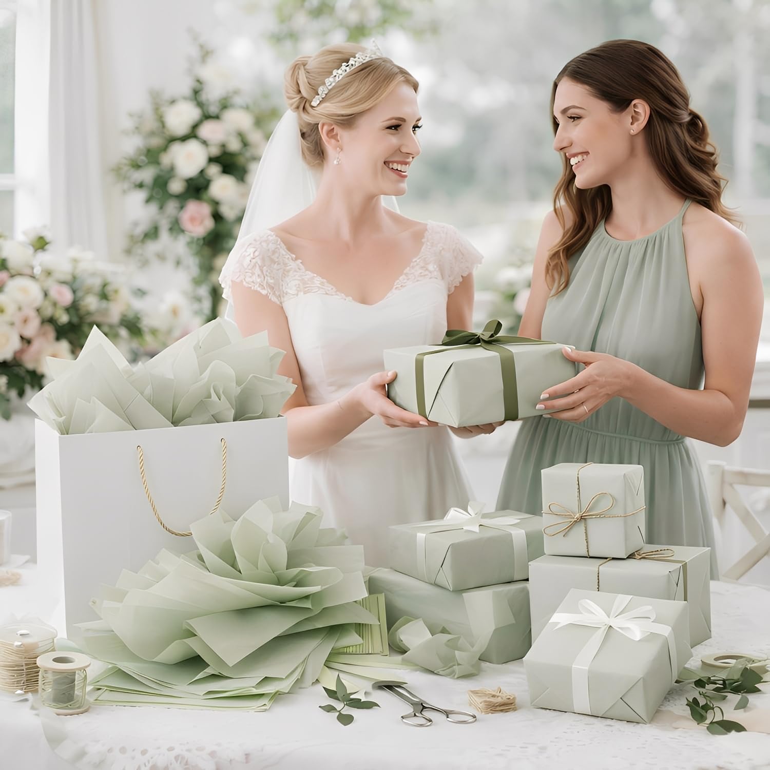 Sage Green Tissue Paper for Gift Bags, 130 Sheets 20 x 14 Inch Gift Wrapping Tissue Paper, 14g Green Gift Wrap Paper for Gift Bags, Boxes, Crafts, Wedding, Baby Shower, Bridal Shower, Birthday Decor