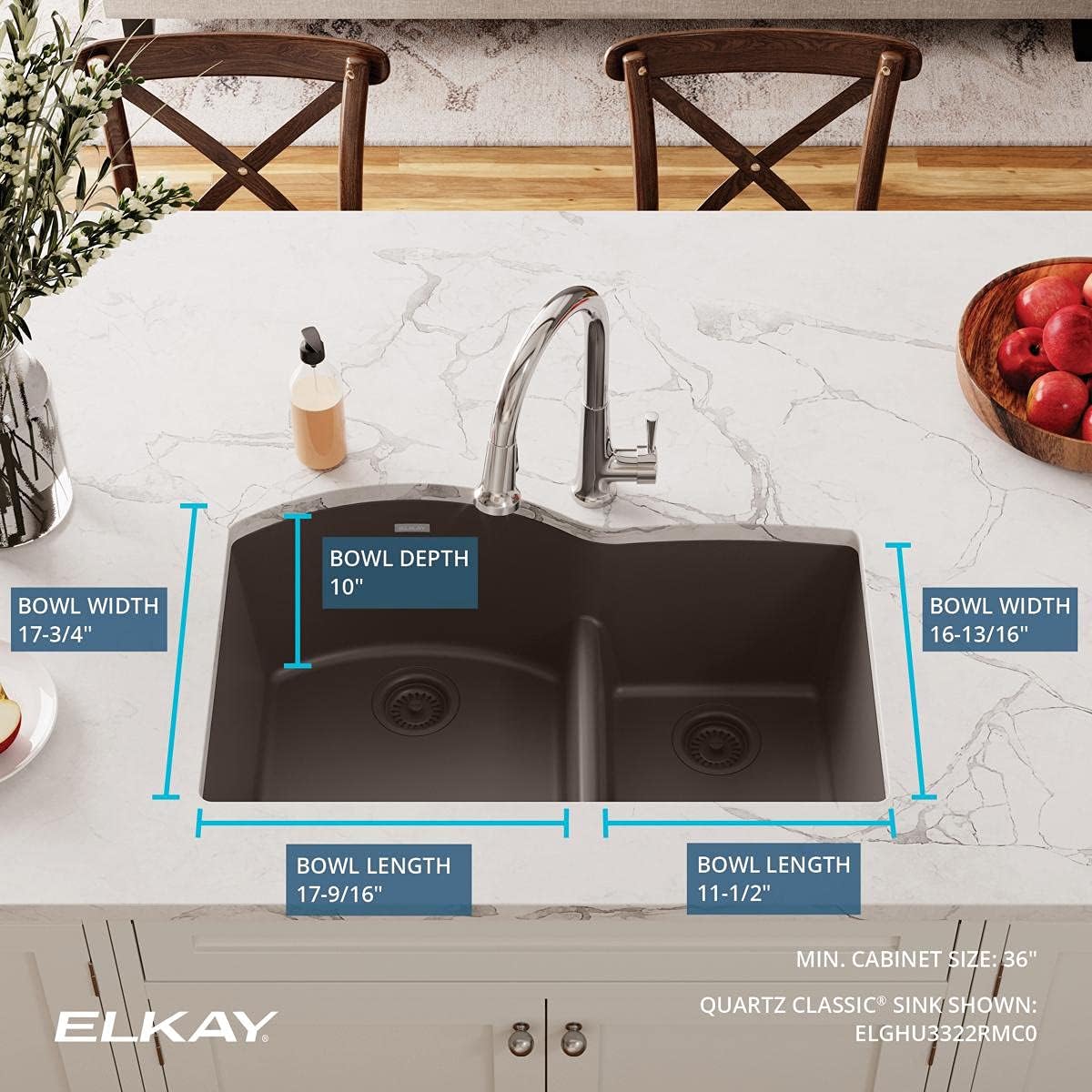 Tесh Dеаlѕ 🔥 Elkay Quartz Classic ELGHU3322RMC0 Mocha Offset 60/40 Double Bowl Undermount Sink with Aqua Divide TOP оƒƒERS Elkay Quartz Classic ELGHU3322RMC0 Mocha Offset 60/40 Double Bowl Undermount Sink with Aqua Divide