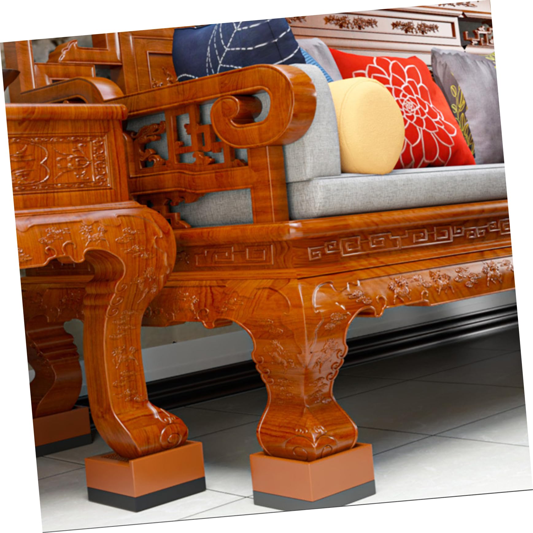 SOLUSTRE 4Pcs Non Slip Furniture Risers Heavy Duty Bed Elevators for Sofas Tables Chairs and Fridges Easy to Install Protects Floors from Scratches Height