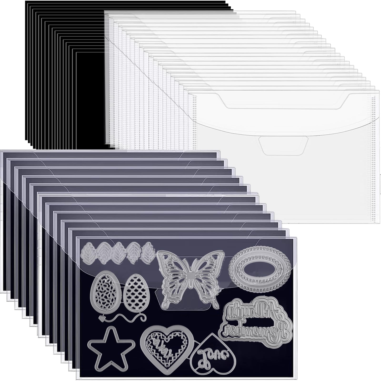 60 PCS Stamp&amp;Die Storage Bag and Rubber Magnetic Sheets,0.5mm Thickeness Magnetic Sheets for Craft Storage,7x5inch Resealable Plastic Envelopes Pockets for Cutting Dies Stencil Crafts Organizer Holder