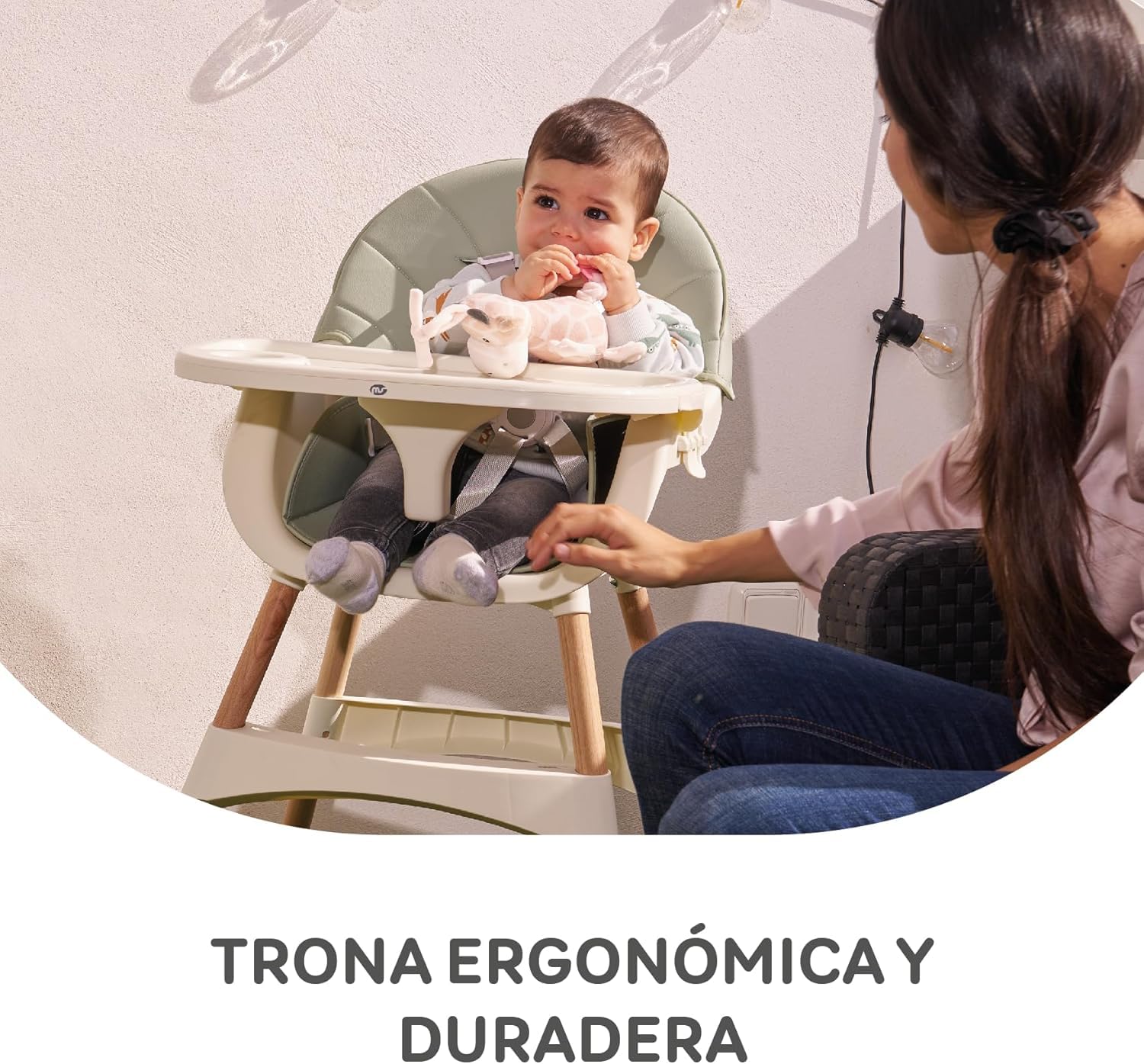 Ms BabyWorld Mika Mika fotelik dla niemowląt z możliwością przekształcenia w krzesło - 2 w 1 - podwójna taca ewolucyjna i bezpieczna, unisex, beżowe