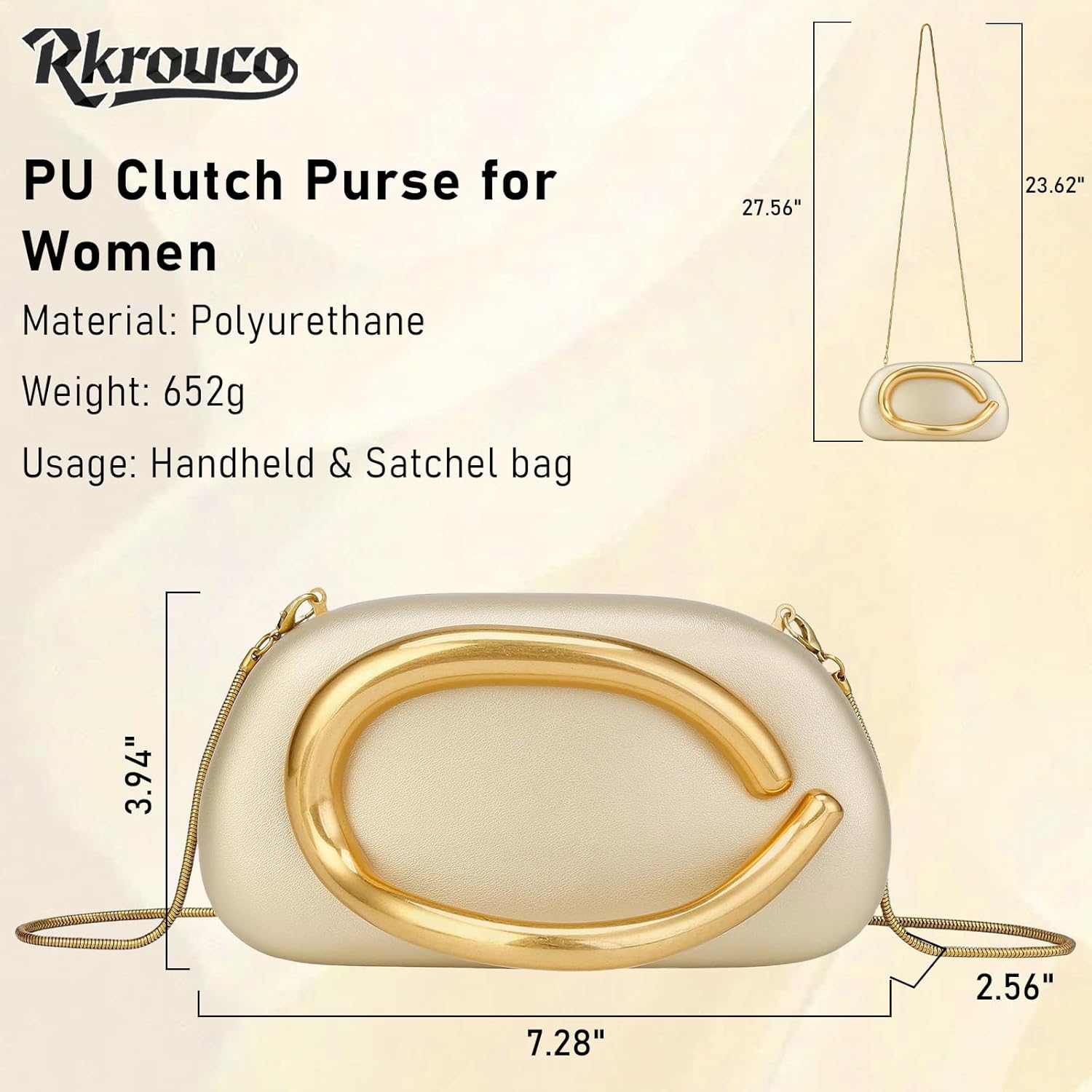 PU Leather Women's Evening Handbags Chocolates Clutch Purse Easy Match with Chain Crossbody Metal Decoration Shoulder Bag - Image 4