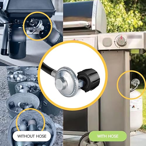 Miniatura 5 de Regulador de propano y manguera de 2 pies QCC1 universal Kit de manguera de repuesto y regulador para parrilla de gas LP 38 hembra tuerca de