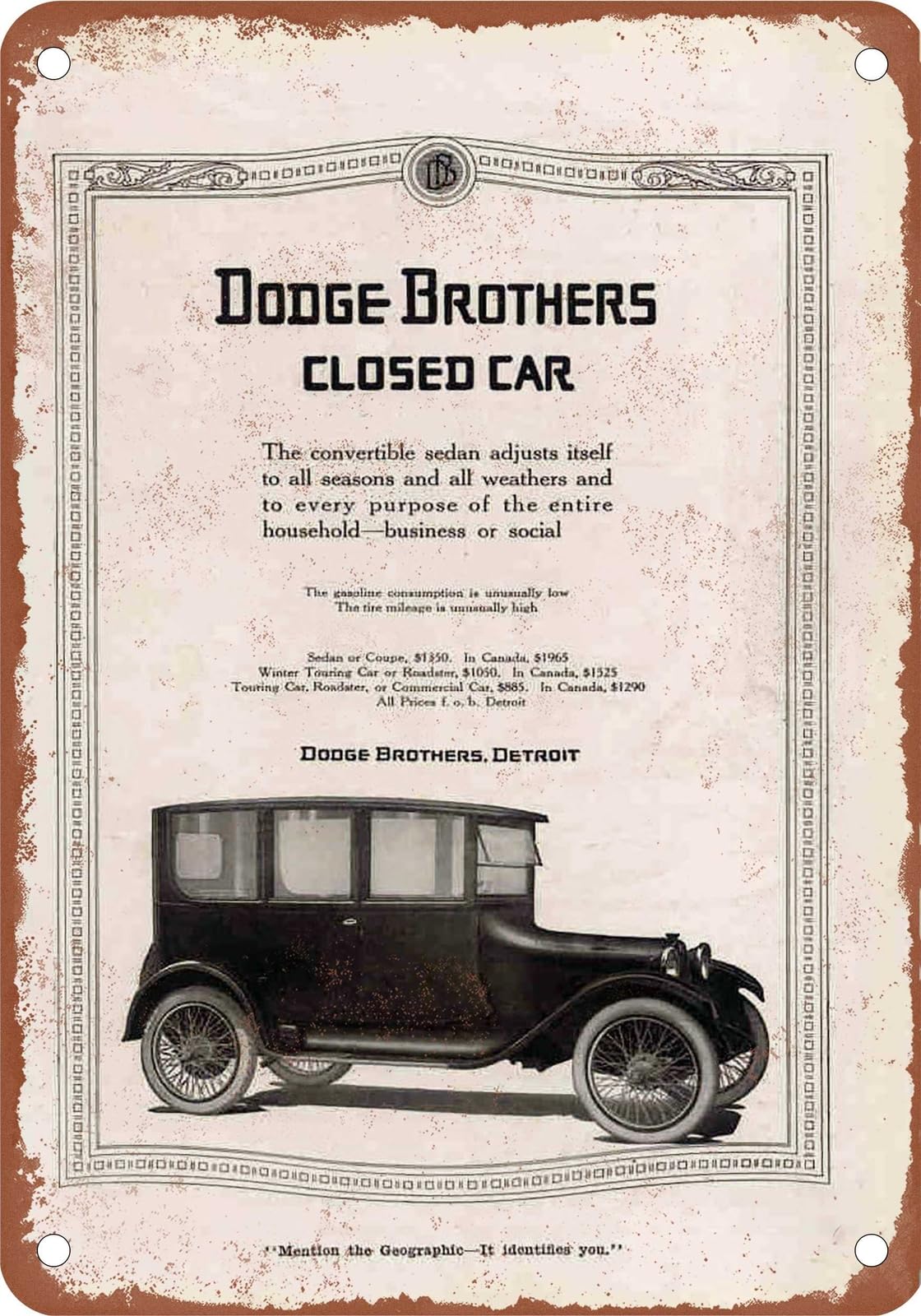 Miaomansenstore Metal Sign - 1918 Dodge Vintage Ad 01 - Old Retro Rusty Look Home Decor