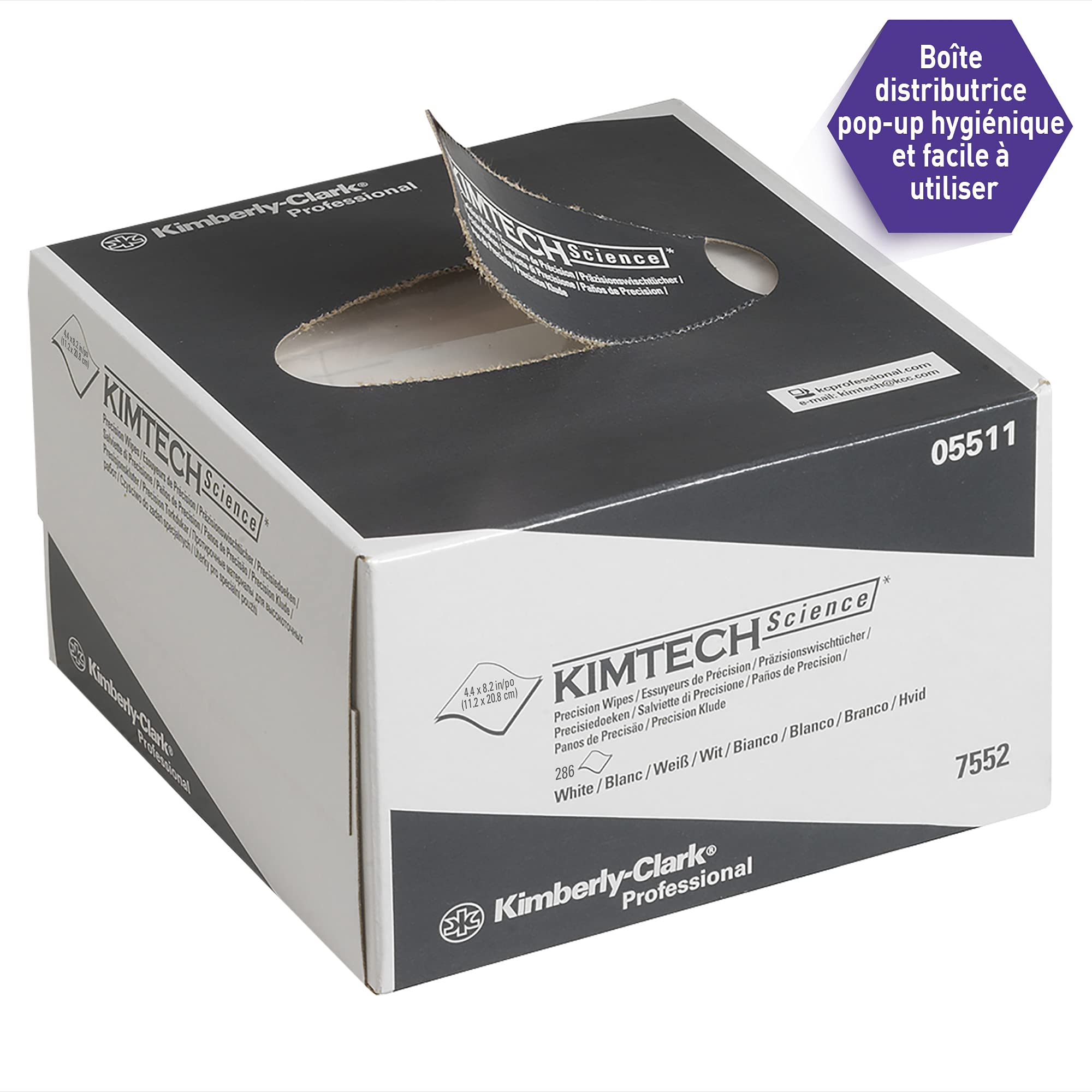 Essuyeurs de précision Kimtech Science 7552 - 30 boîtes distributrices de 286 essuyeurs blancs petit format, 1 épaisseur = 8 580 formats