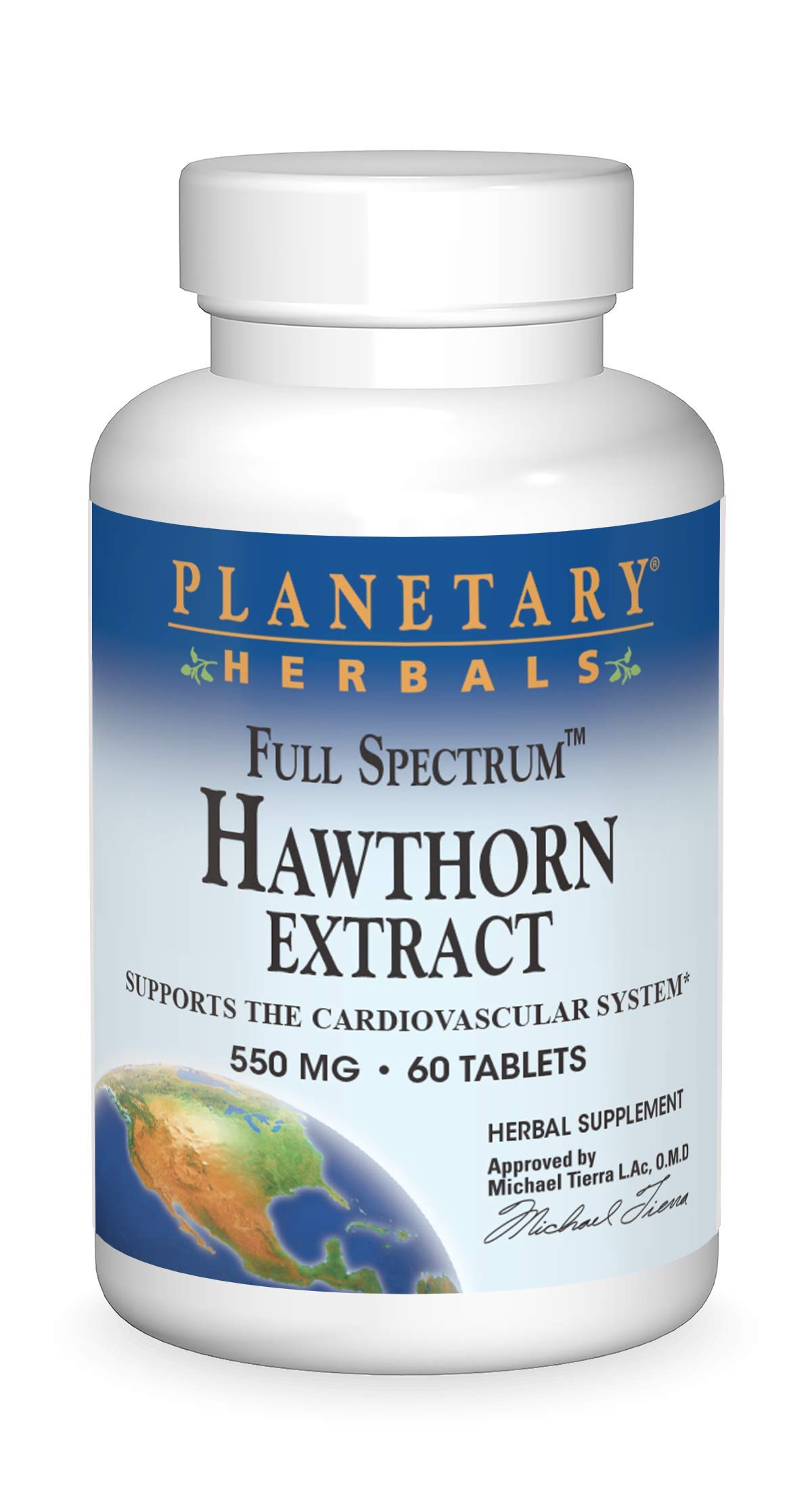 Planetary HerbalsFull Spectrum Hawthorn Extract 550 mg, 60 Tablets