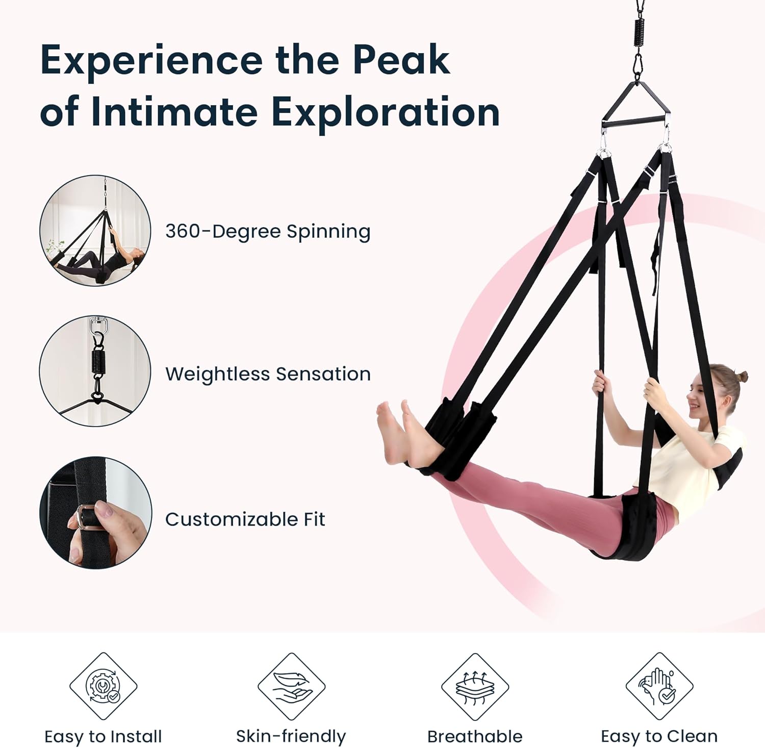 BELSIANG Adult Sex Swing,360 Degree Spinning Ceiling Indoor Swing, Sex Swivel Sling Set with Premium Paint Stand and Widened Thick Comfortable Toys for Couples(Ultimate Enhanced)