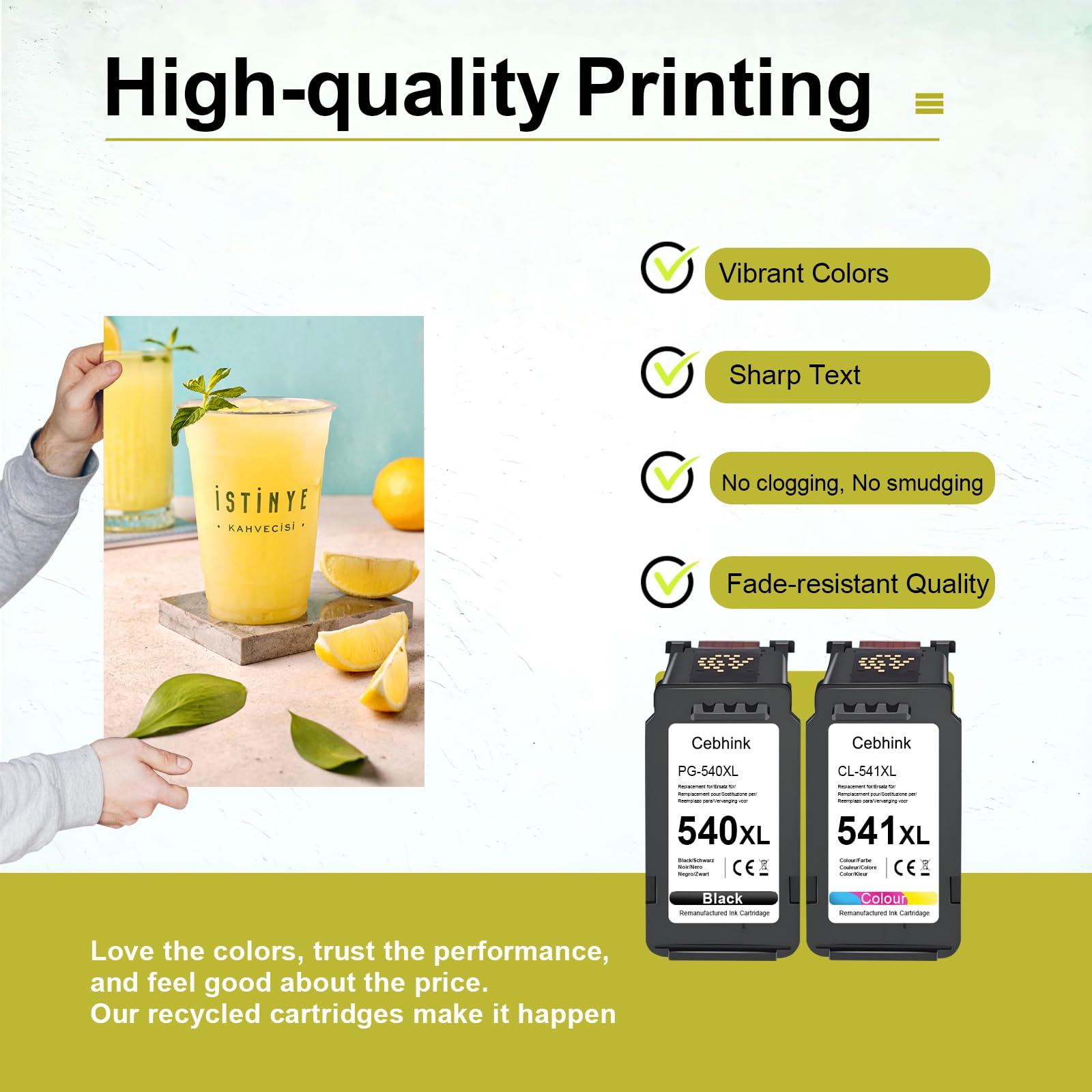 Cebhink PG-540XL CL-541XL - Set di 2 cartucce di inchiostro di alta qualità, nero e colore, compatibili con Canon TS5150