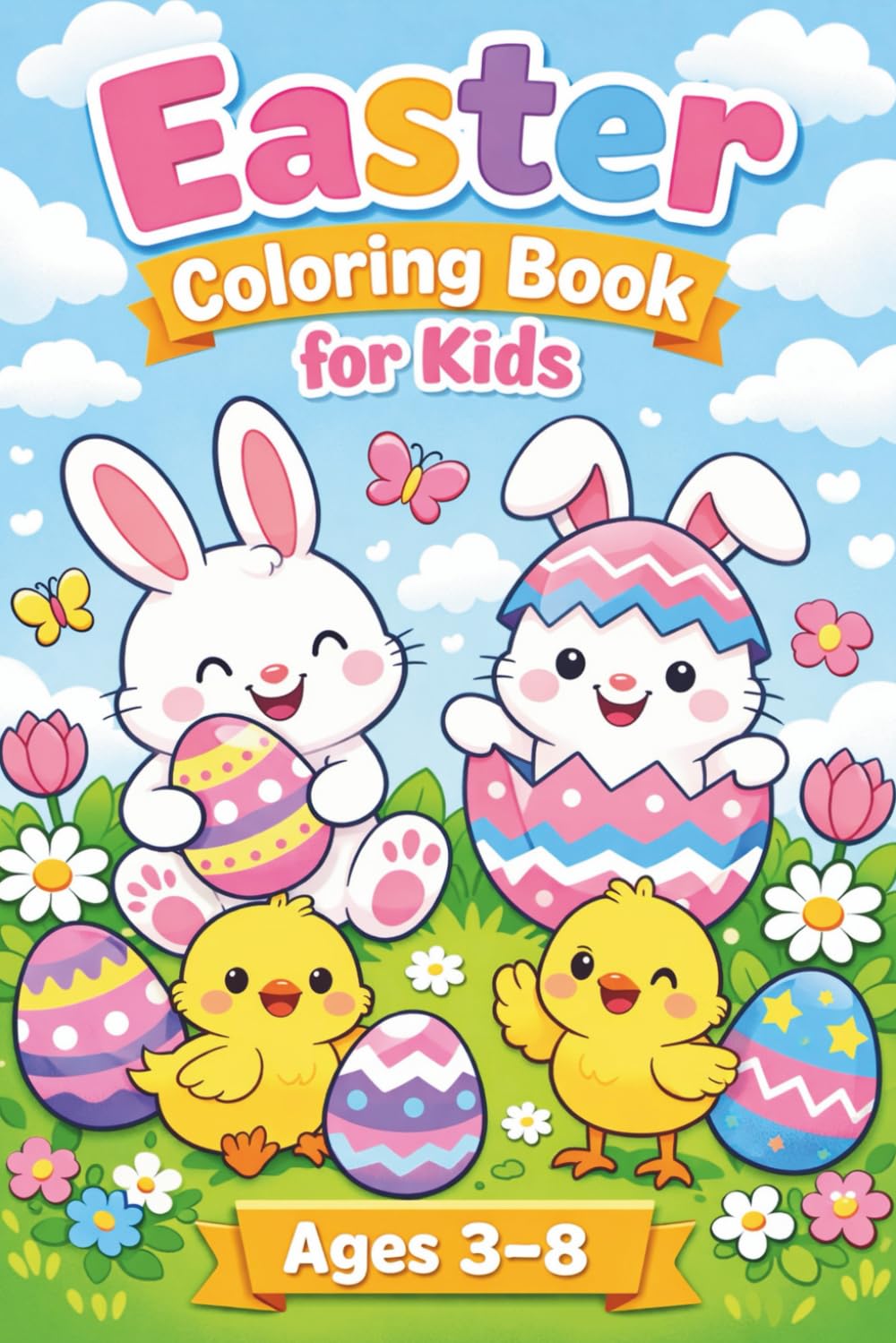 Easter Coloring Book for Kids Ages 3–8: 25 Adorable Easter Bunnies, Eggs & Springtime Designs | Fun and Easy Coloring Pages