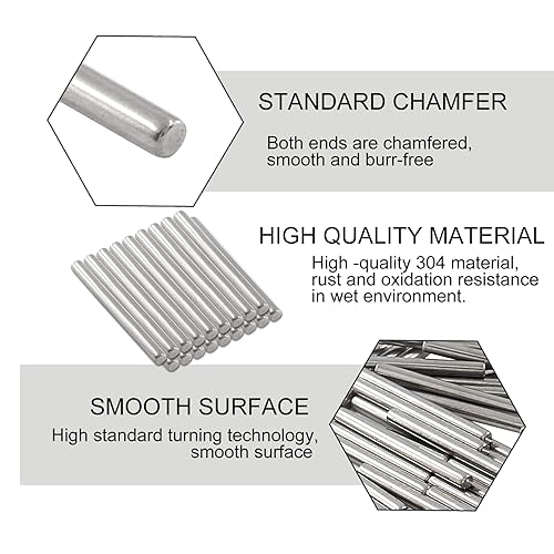 Miniatura 3 de Unlorspy 100 piezas de pasadores de pasador de acero inoxidable de 0.079 in x 0.866 in, clavijas cilíndricas para gabinete, muebles, estantes