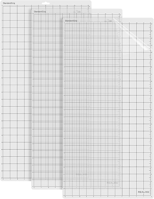 REALIKE Cutting Mat for Cricut Explore Machine,Cricut Expression Machine Maker 30.48cmX60.96cm 12x24 inch Adhesive Sticky Cutting Mats 3Pack Replacement Vinyl Cutting mat for Craft Sewing Standardgrip