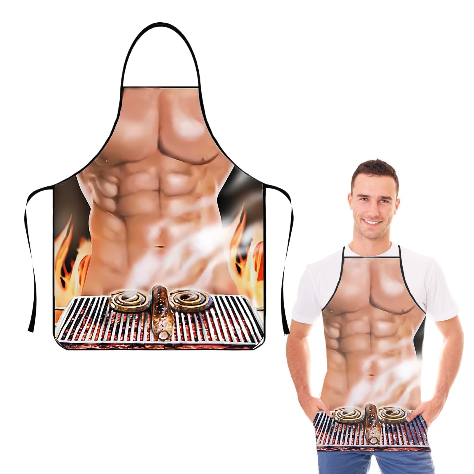 JINSIHU Delantal Sexy y Divertido de Cocina para Hombre - Ideal para Barbacoa, Grill, Restaurante, Hornear - Regalo para Fiesta