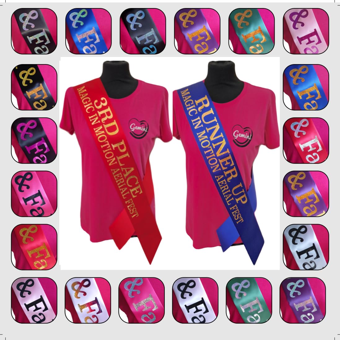 Personalised Competition Sash - Add Your Custom Text - Choosse Your Colours - Beautiful Quality Satin Ribbon and Holographic Font