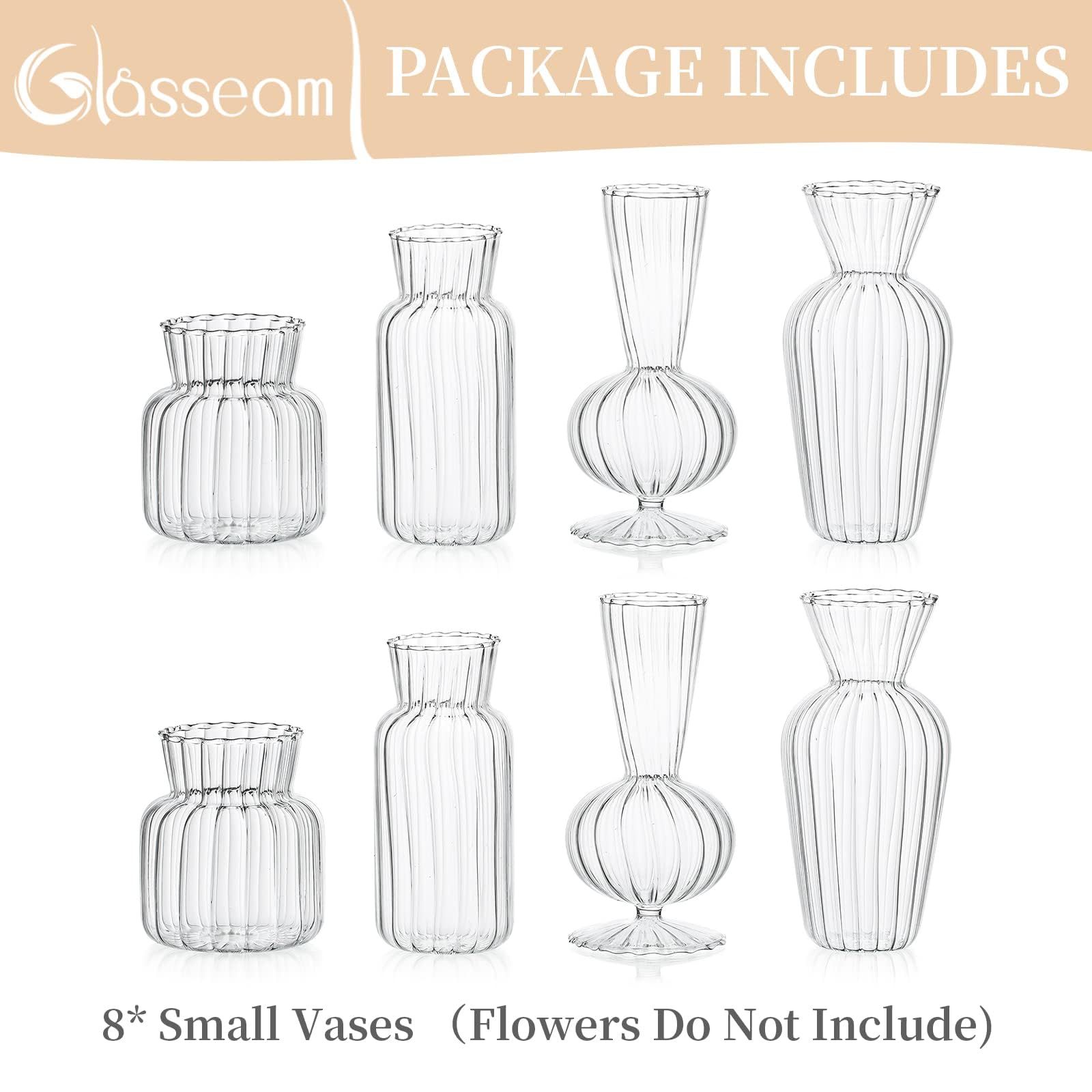 Kleine Vasen Hochzeit Tischdeko Vintage, 8 Teilig Mini Vase Glas Blumenvase Modern Set Hydroponic Glasvase Fuer Blumen Deko Hochzeit Tisch Wohnzimmer Couchtisch Badezimmer