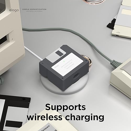 Miniatura 8 de elago Funda de disquete compatible con AirPods de 3 generación, compatible con AirPods 3, mosquetón incluido, resistente a los golpes, protección