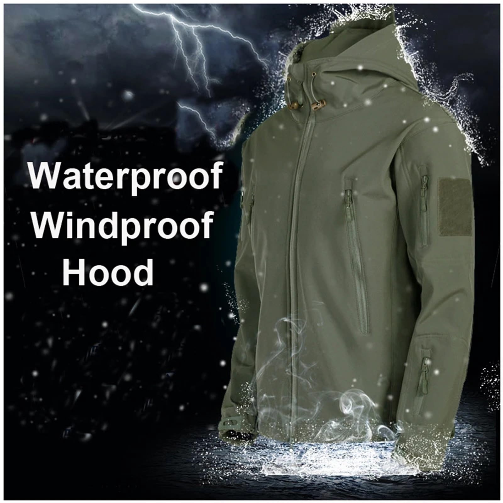 Chaquetas impermeables de forro polar SoftShell for hombre, abrigos con capucha for pesca, senderismo, acampada, escalada y esquí, otoño e invierno Para Hombre
