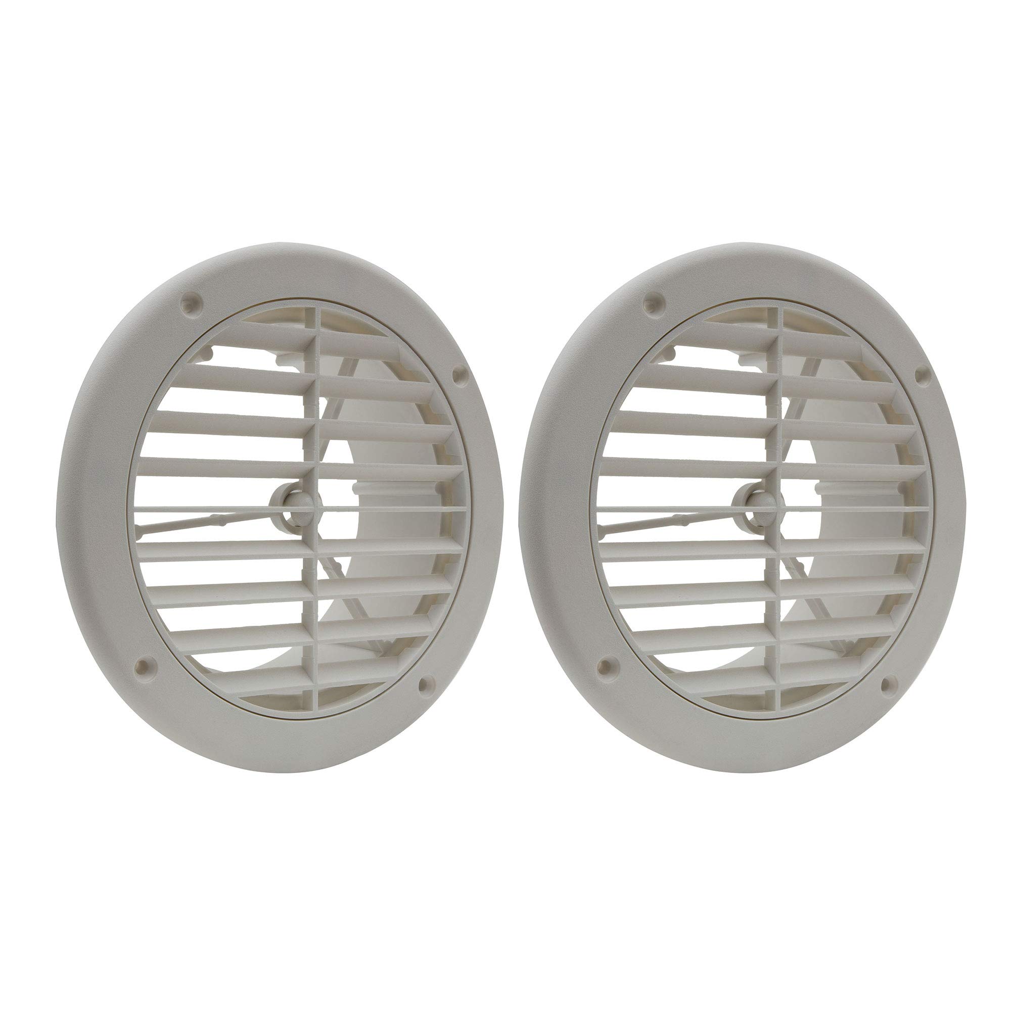 RecPro RV AC Vent 5" Side Vent | Optional Charcoal Filter | White | Camper AC Vent (2 Pack, No Charcoal Filter)